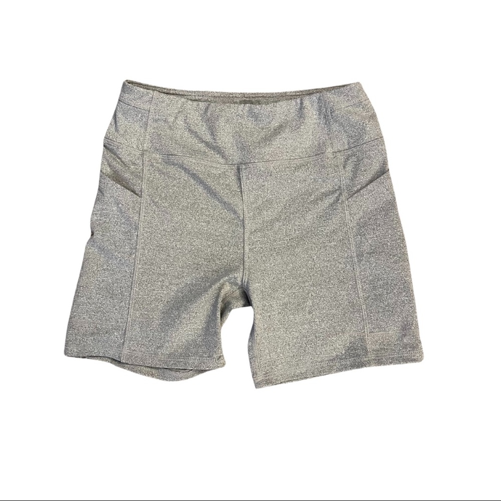 Grey biker shorts with pockets